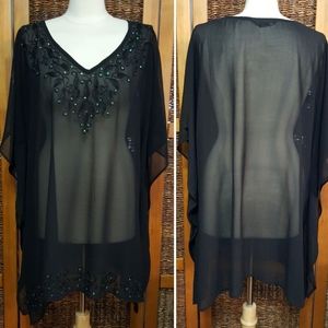 Zury Embroidered Sequin Chiffon Top